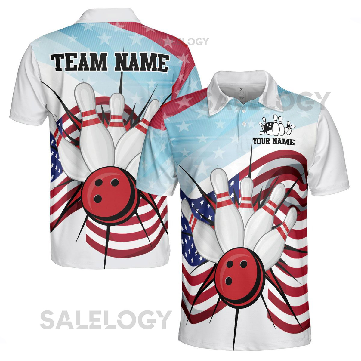 Customized America Love Bowling Men's Polo Shirt S-5XL_400