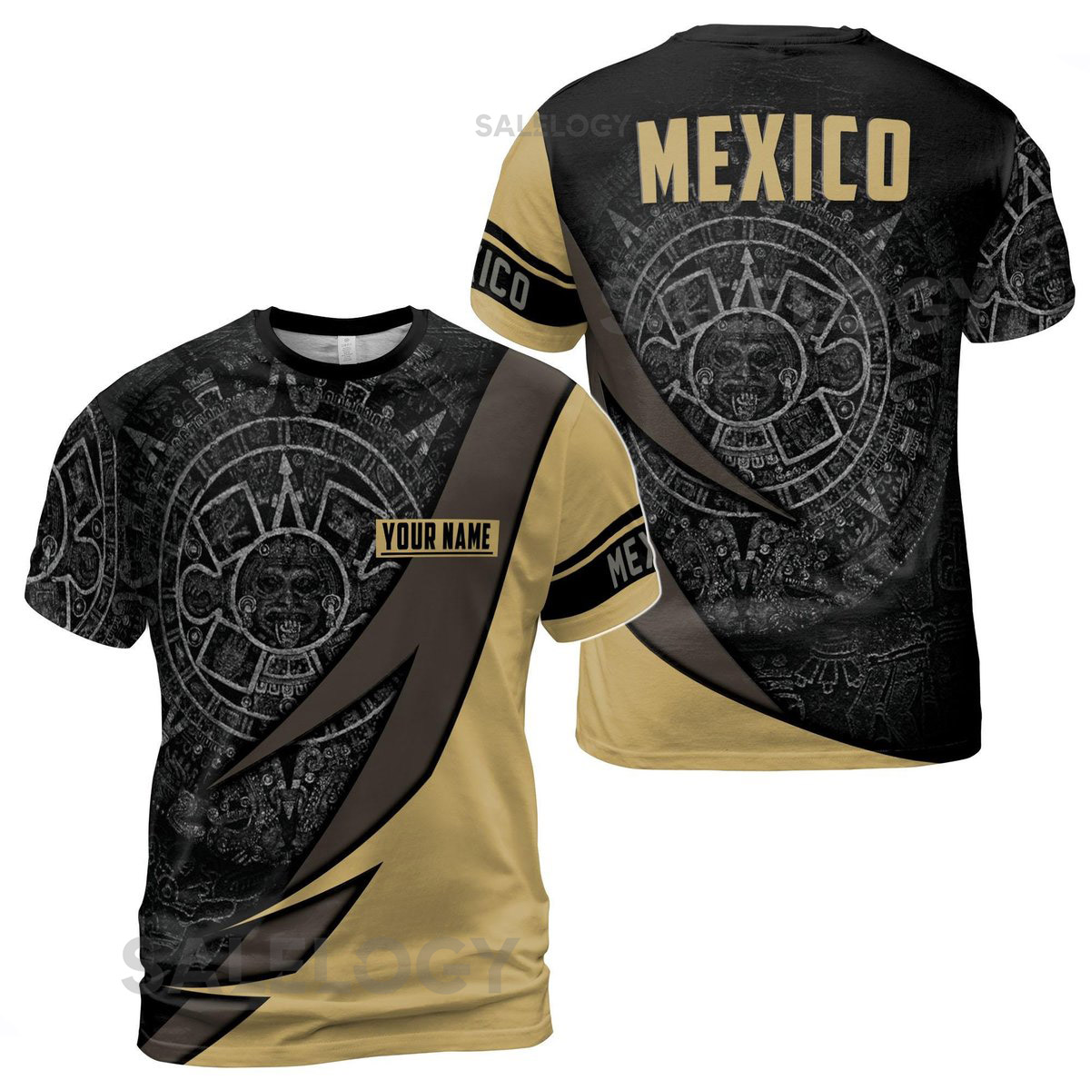 Custom Name Ancient Mexican Tribal Pattern Men39s T-shirt S-5XL_13