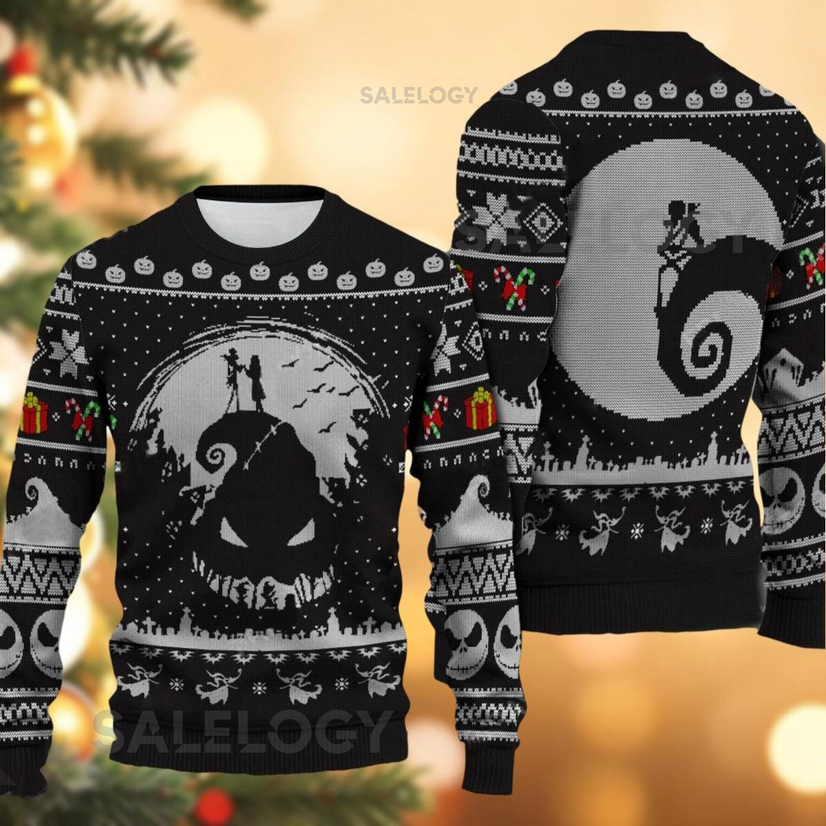 Nightmare Christmas Ugly Christmas Sweater Jack Skellington Sweater Jack And Sally Oogie Boogie Shirt Disney Movie Holiday Sweater