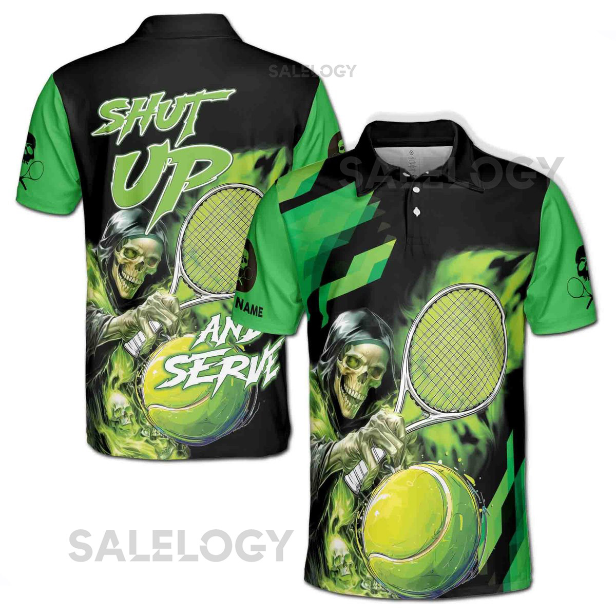 Custom Name Lets The Death Play Tennis Men39s Polo Shirt S-5XL_118