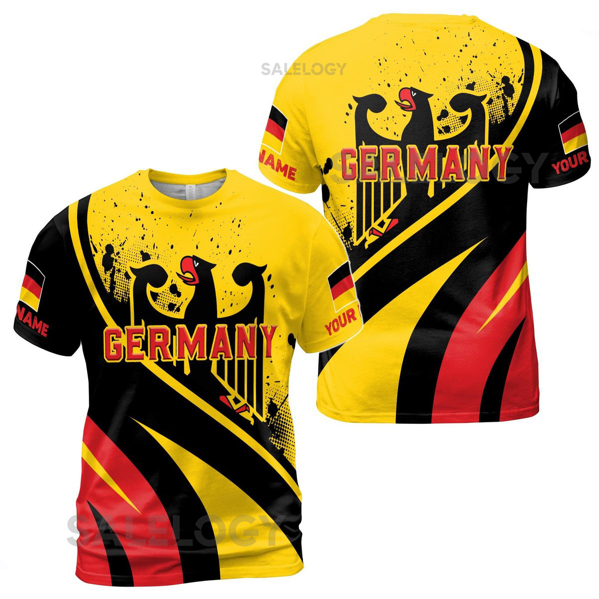 Custom Name Patriotic Germany Coat of Arms Grunge Men39s T-shirt S-5XL_82