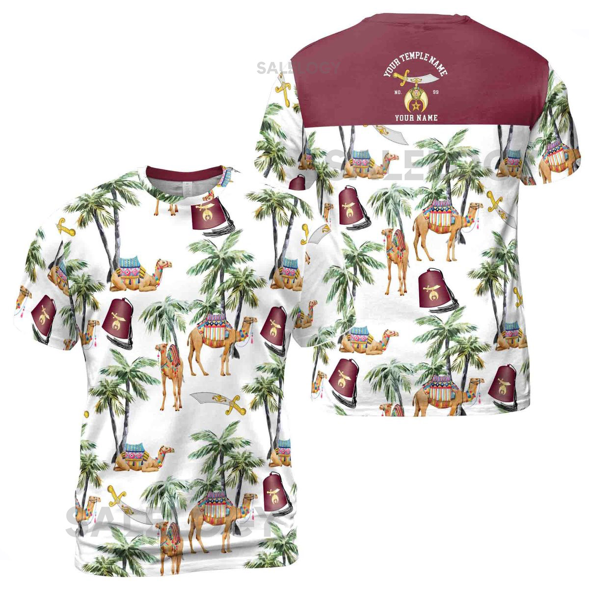 Personalized Noble Shriner Palm Tree With Camel Arabic Men39s T-shirt S-5XL_253
