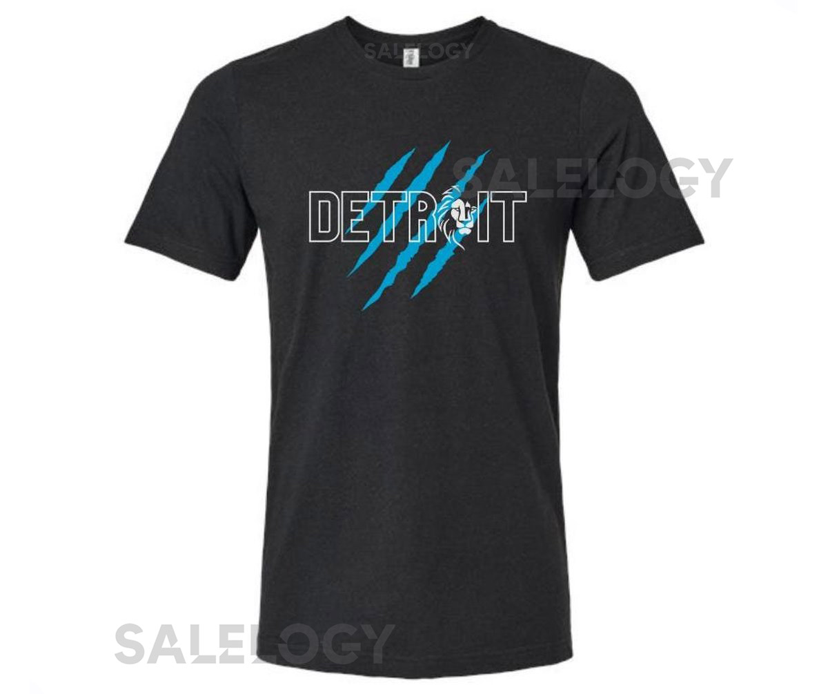 Detroit text Tshirt- Heather Black_225