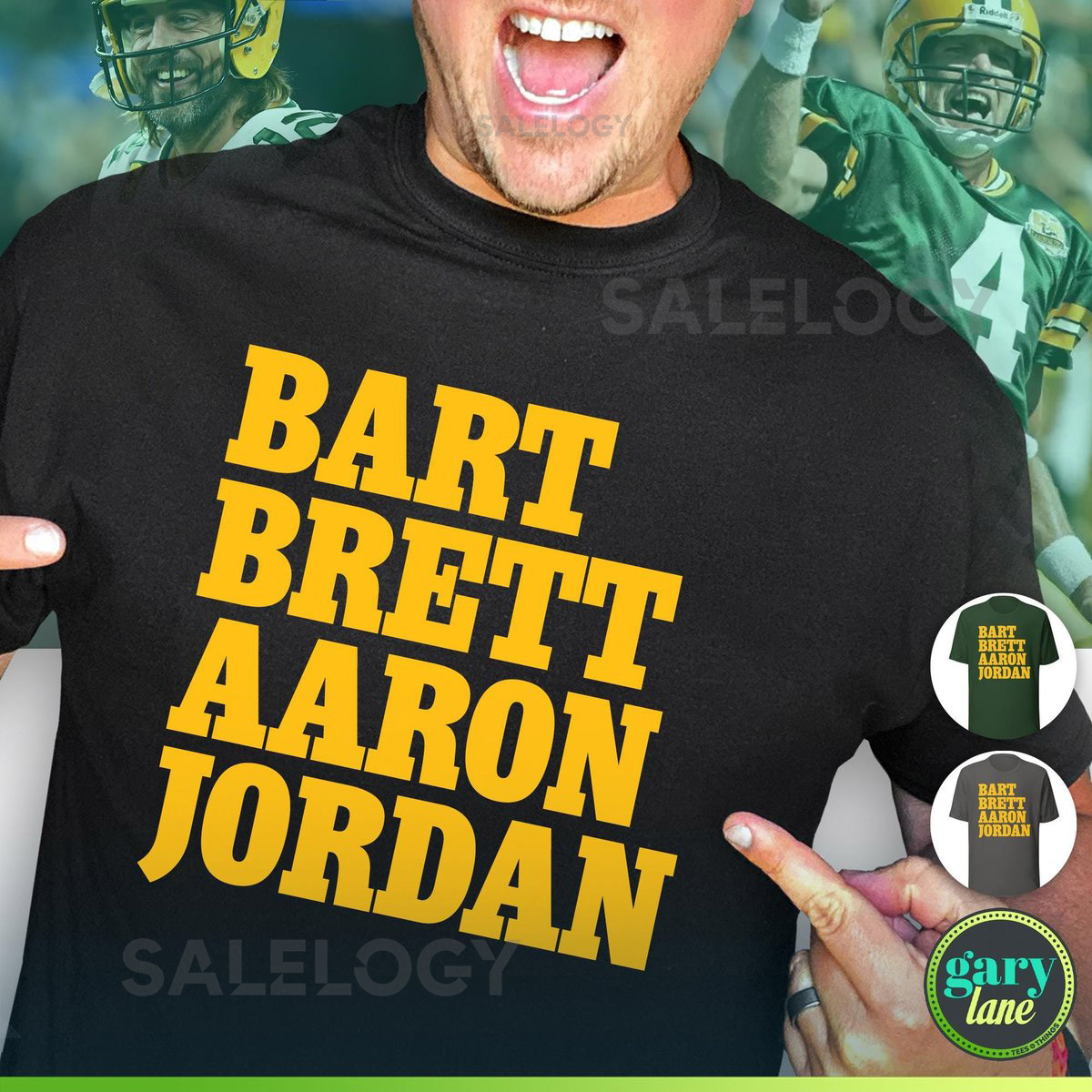 Green Bay Quarterback T-Shirt Packers Players Bart Starr Brett Favre Aaron Rodgers Jordan Love Tee for Sports Fan Green Gold Lambeau Gift_495