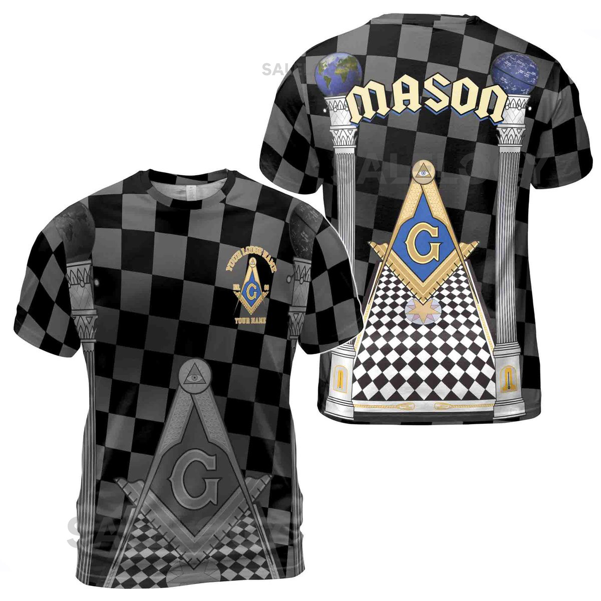 Personalized Blue Lodge Freemasonry With Caro Pattern Men39s T-Shirt S-5XL_228