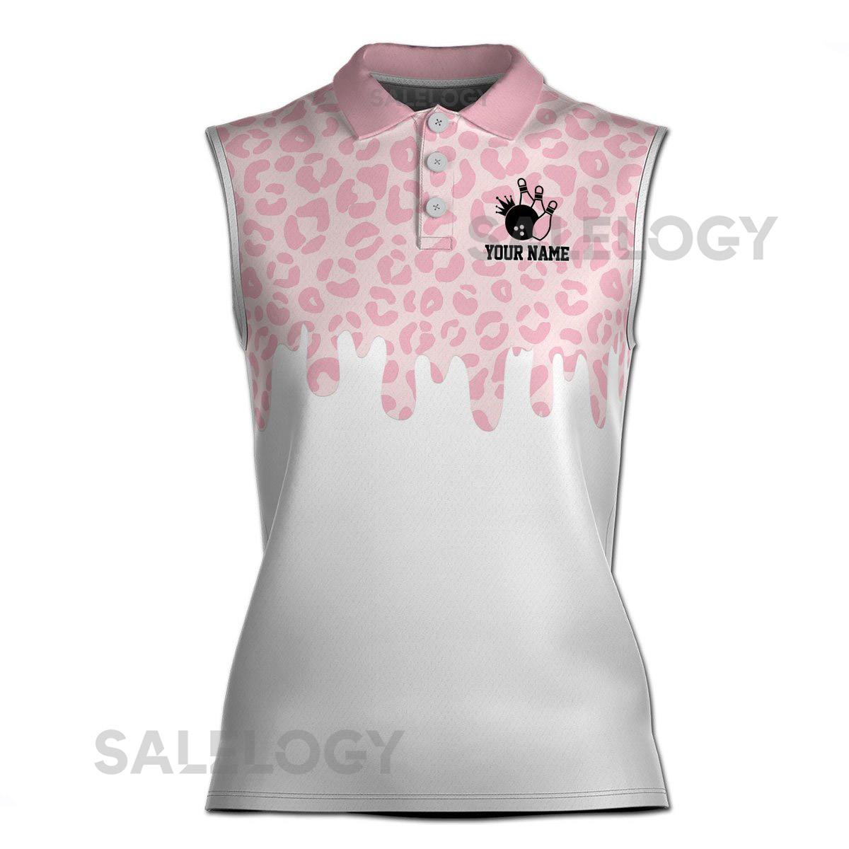 Custom Name Pink Pattern I Know I Bowl Like A Girl Women Sleeveless Polo XS-4XL_158