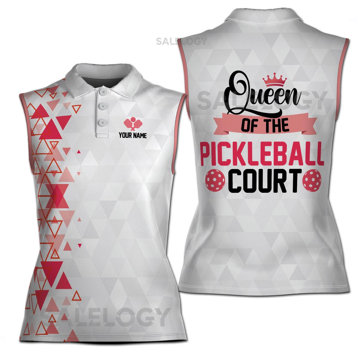 Customized Queen Of The Pickle Ball Court Women Sleeveless Polo XS-4XL_460