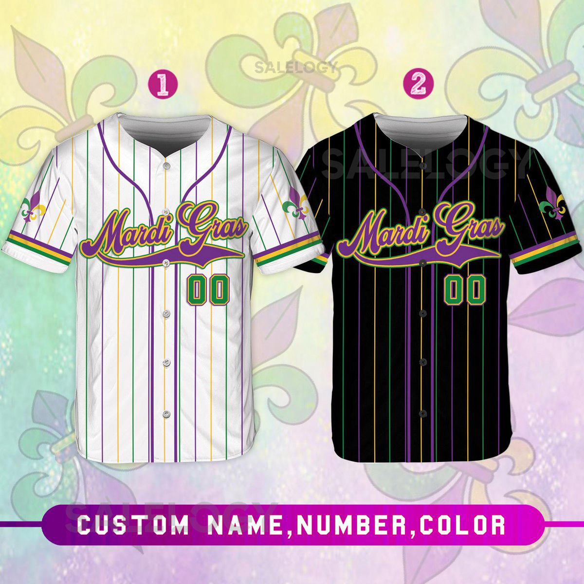 Personalized Mardi Gras Baseball Jersey Custom Name And Number Baseball Jersey Mardi Gras Carnival Jersey Gift For Family Matching_207