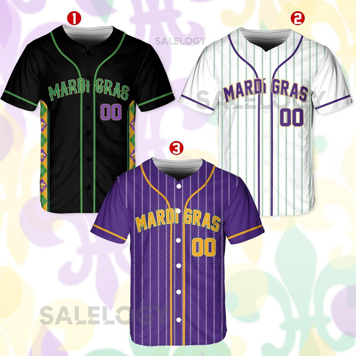 Personalized Mardi Gras Baseball Jersey Custom Name And Number Baseball Jersey Mardi Gras Carnival Jersey Gift For Family Matching_208