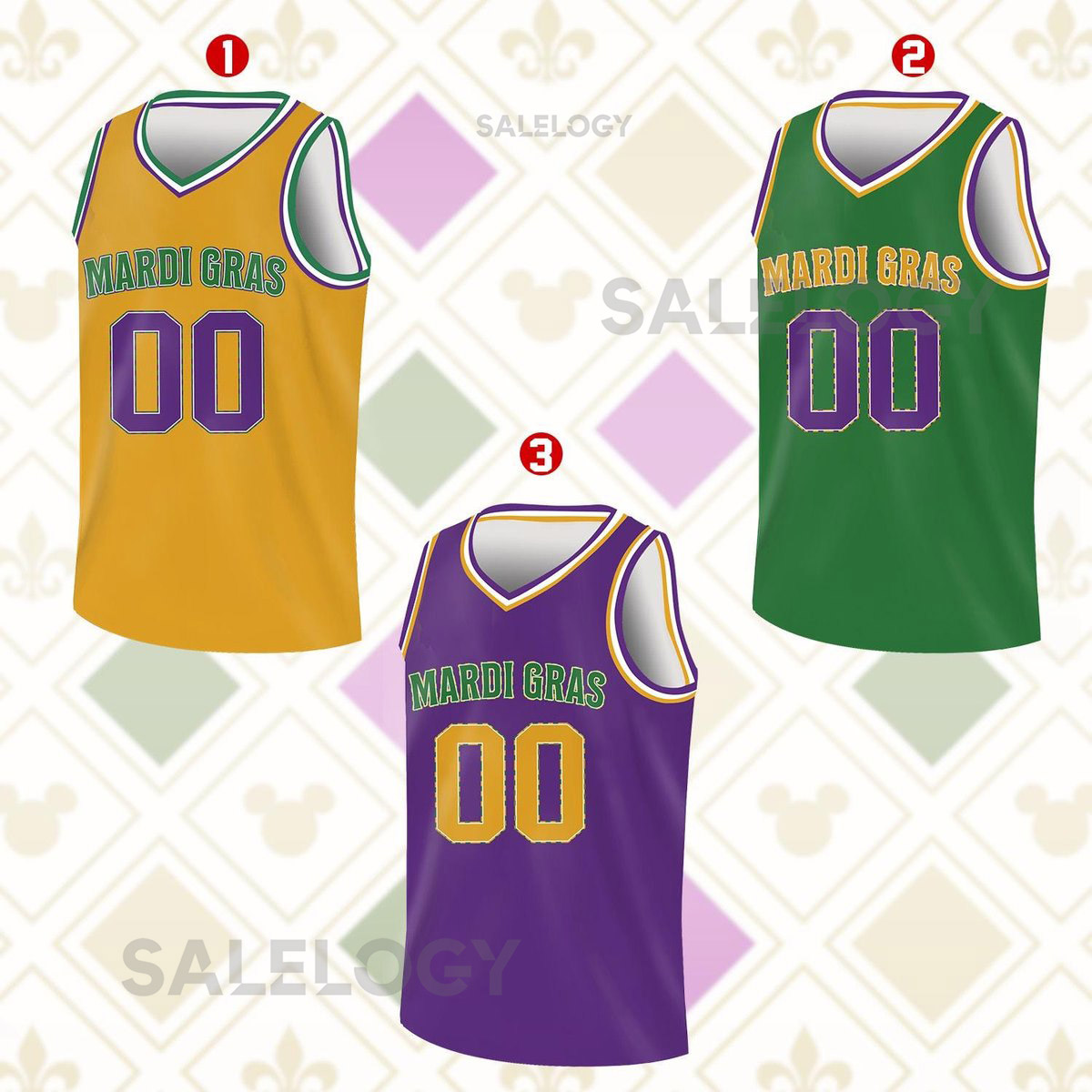 Custom Mardi Gras Basketball Jersey Team Name Number Basketball Jersey Team Basketball Jersey for Mardi Gras Parade New Orleans_189