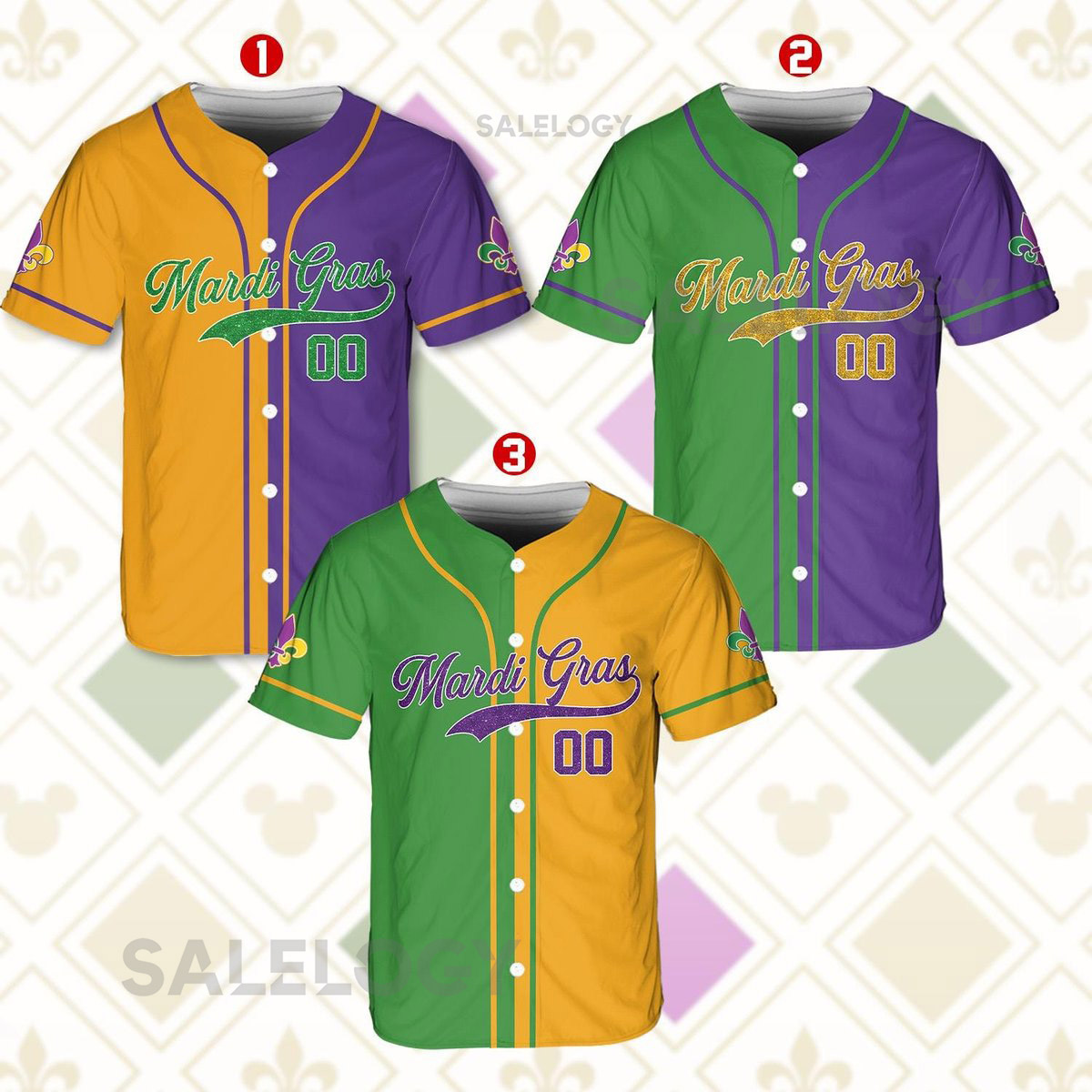 Personalized Mardi Gras Baseball Jersey Custom Name And Number Baseball Jersey Mardi Gras Carnival Jersey Gift For Family Matching_210