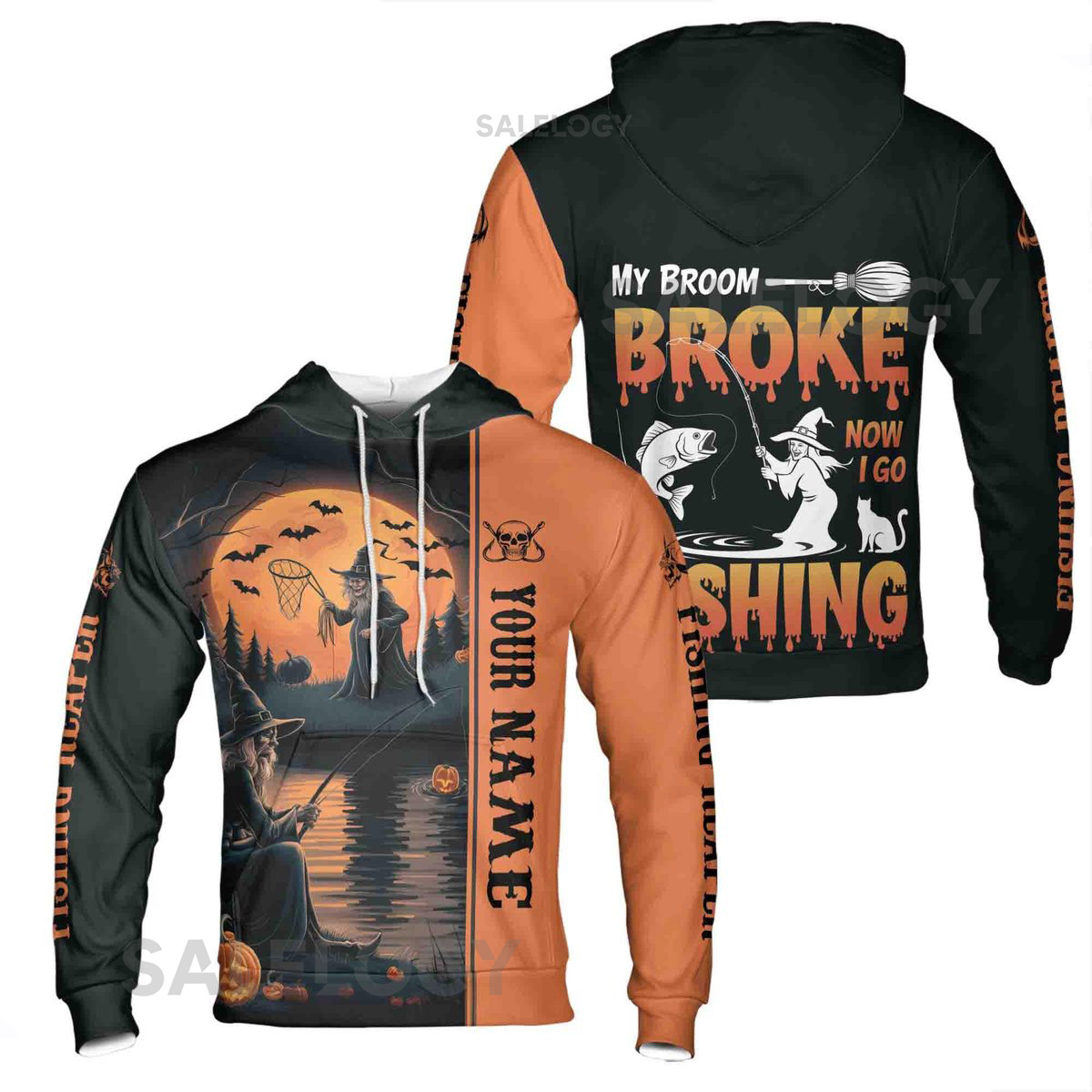 Custom Name Fishing Reaper Halloween Hoodie_23