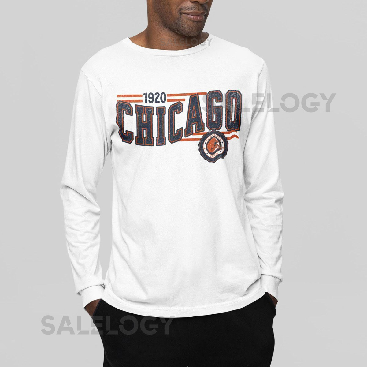 Chicago Football Retro Crewneck Long Sleeve Bear Retro Long Sleeve Shirt Chicago Unisex Shirt Game Day T-Shirt Bear Football Fan Gift_459