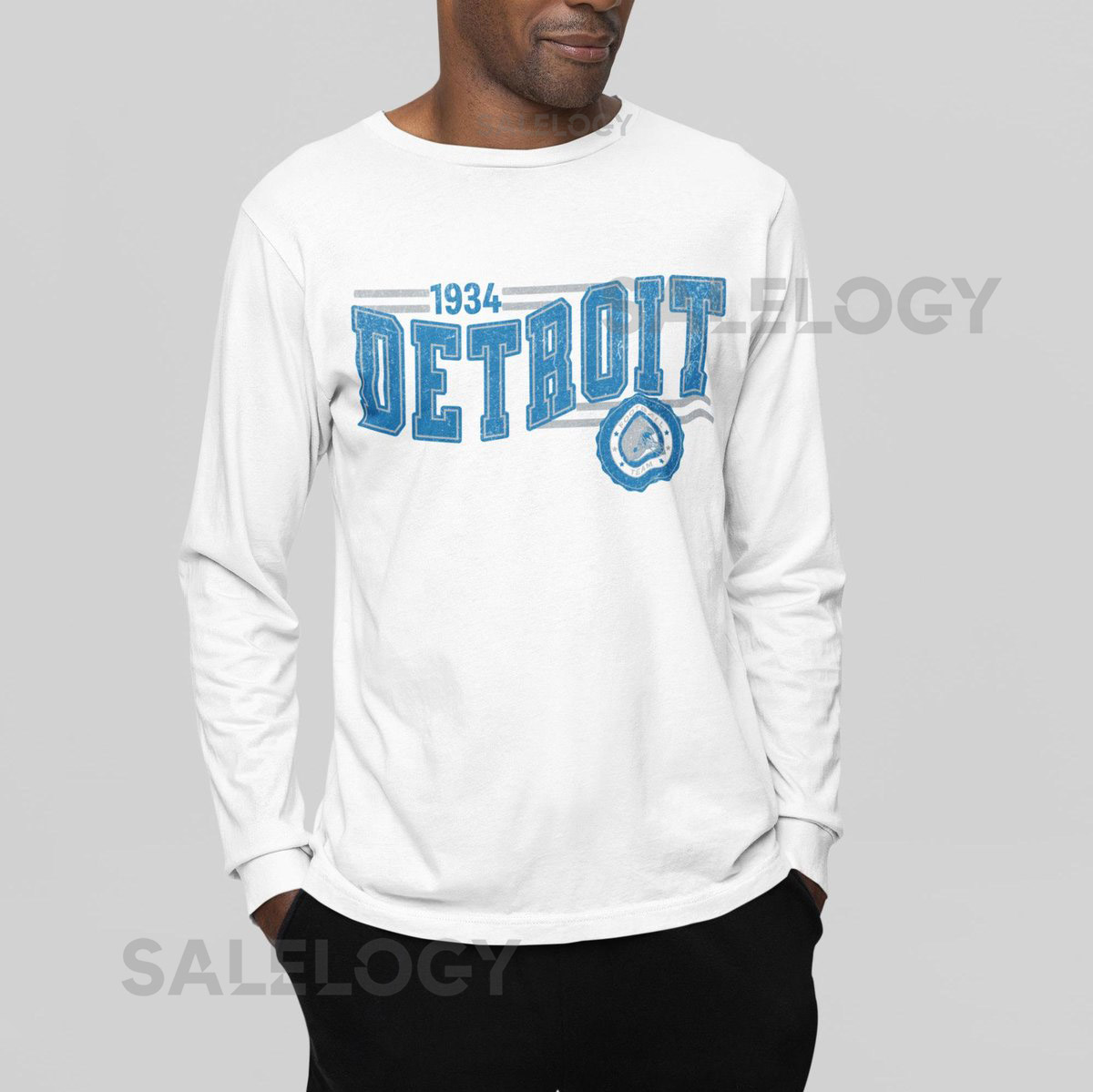 Detroit Football Retro Crewneck Long Sleeve Lion Retro Long Sleeve Shirt Detroit Unisex Shirt Game Day T-Shirt Lion Football Fan Gift_122