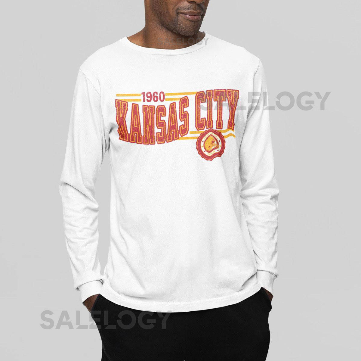 Kansas City Football Retro Crewneck Long Sleeve Chief Retro Long Sleeve Shirt KC Unisex Shirt Game Day T-Shirt Chief Football Fan Gift_351