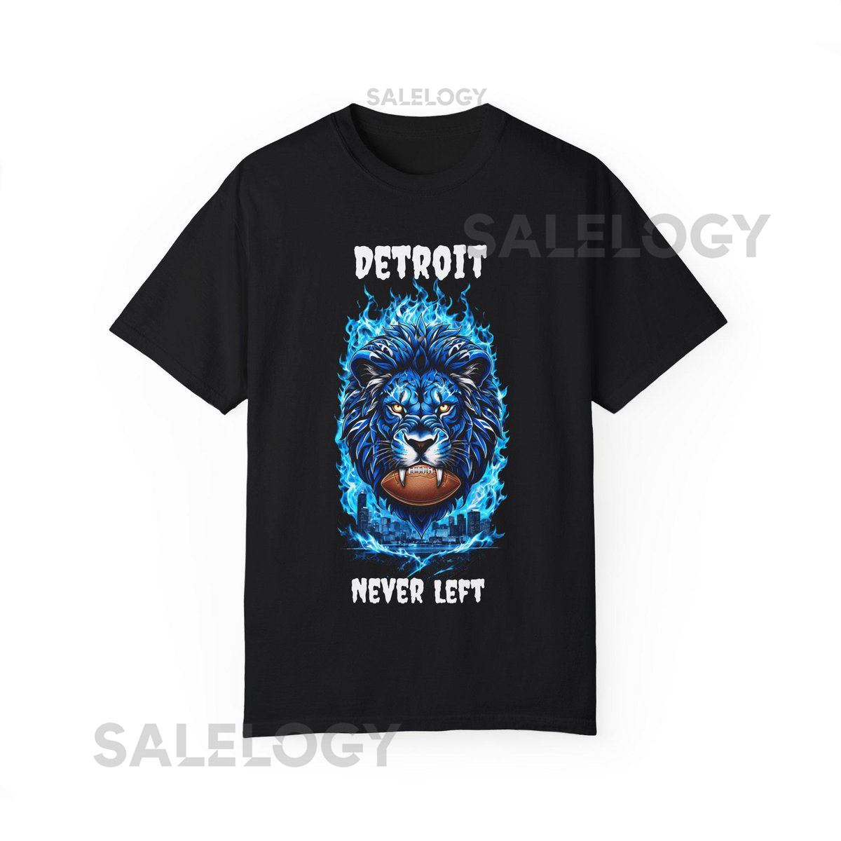Detroit Lions T-Shirt quotDetroit Never Leftquot Football Tee_302