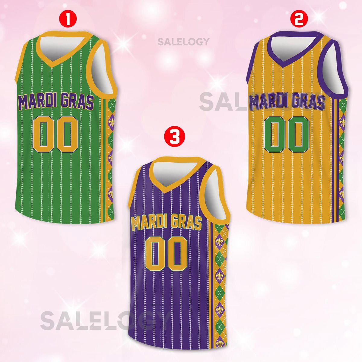 Custom Mardi Gras Basketball Jersey Team Name Number Basketball Jersey Team Basketball Jersey for Mardi Gras Parade New Orleans_191
