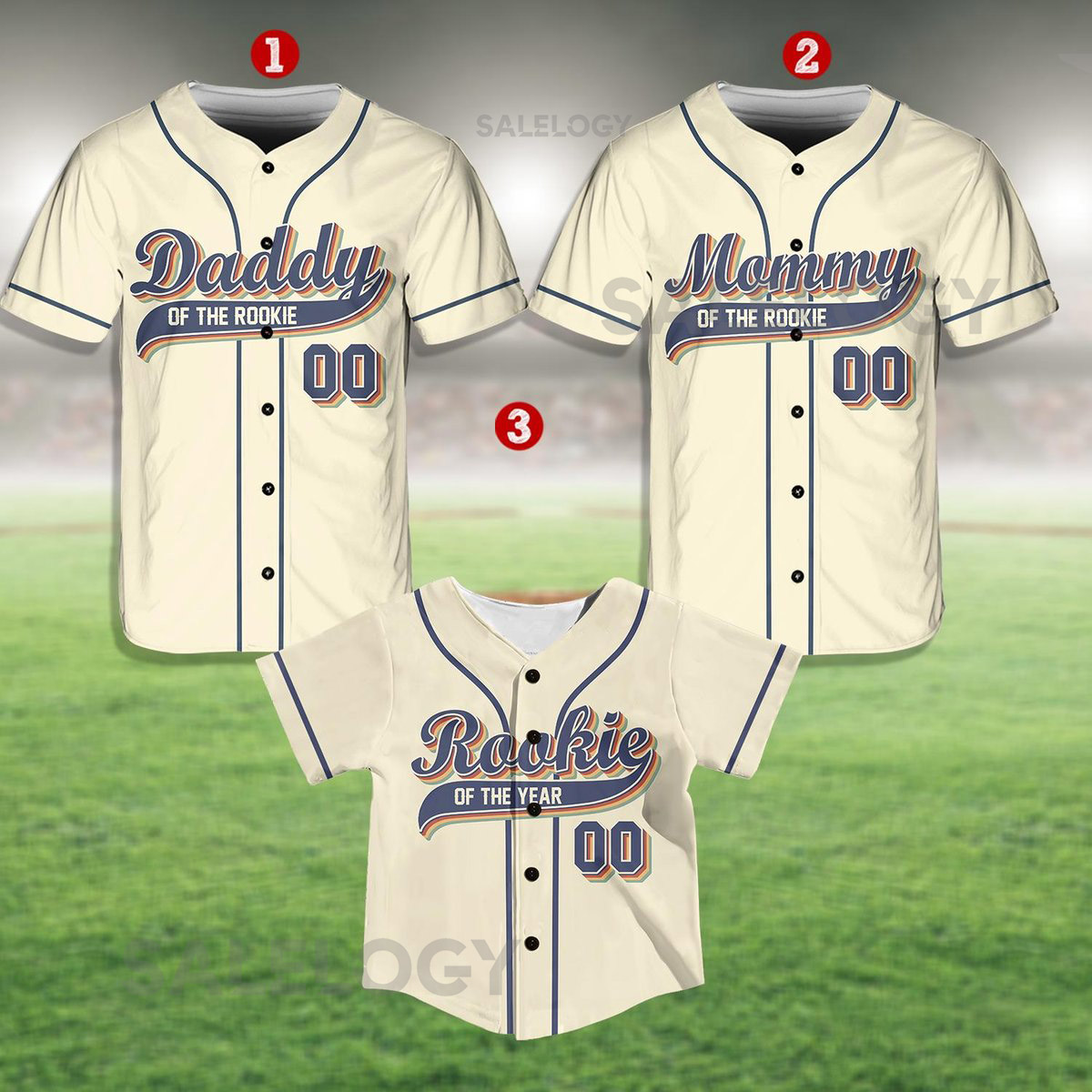 Personalized Daddy Mommy Of the Rookie Baseball Jersey Custom Name Number Shirt Rookie Of The Year Jersey Family Matching Outfits_84