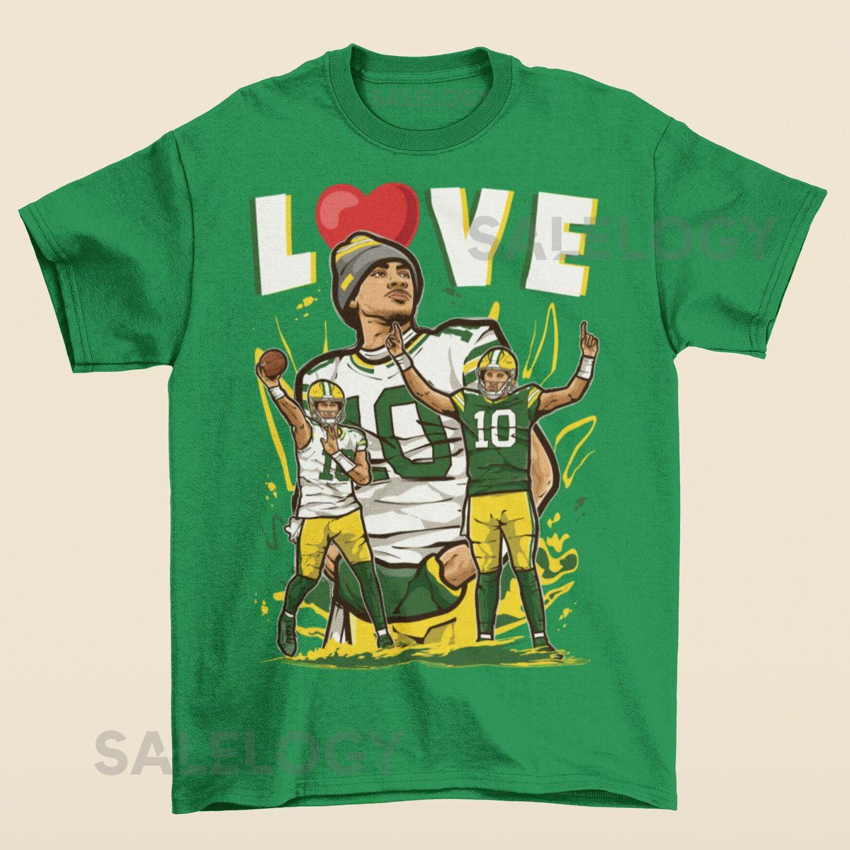 Jordan Love Heart Cartoon Style Green Bay T-Shirt_533