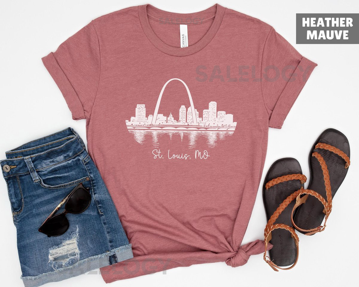 St. Louis Skyline Shirt Hand Drawn Gateway Arch Missouri Travel Souvenir_540