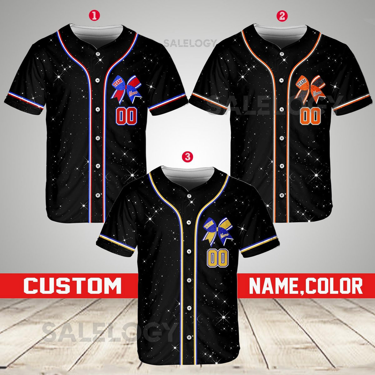 Personalized Team Name Number Bow Ribbon Baseball Jersey Custom Cheer Baseball Jersey Glitter Jersey Printed Glitter Not Glitter Fabric_680