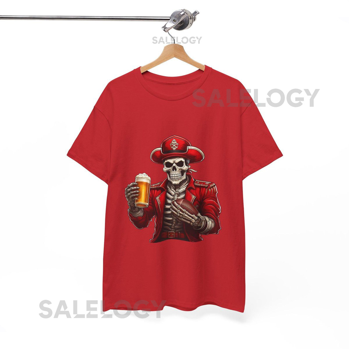 Tampa Bay Buccaneers Skeleton Graphic Tee Football and Beer Shirt_170