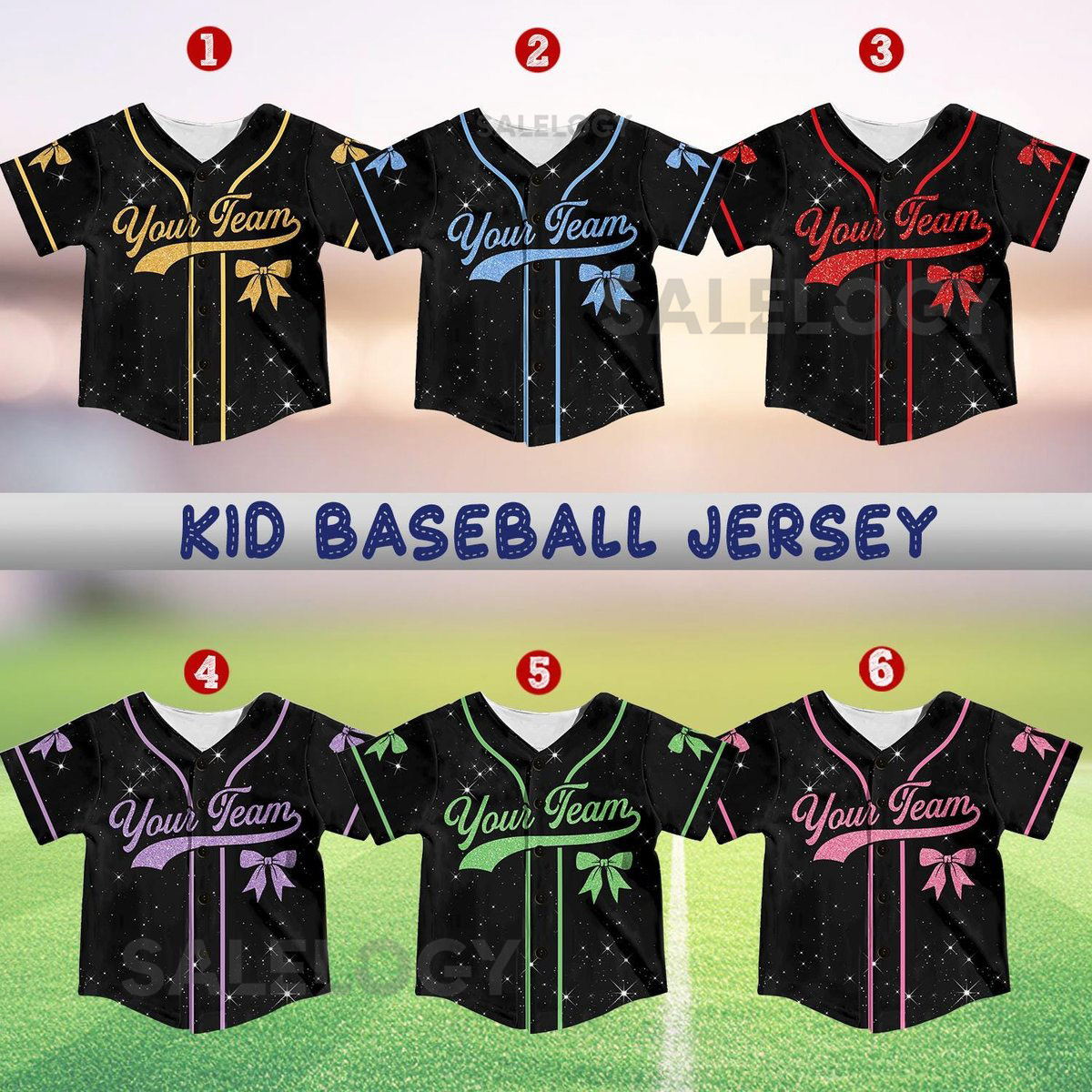 Personalized Team Name Number Bow Ribbon Baseball Jersey Custom Cheer Baseball Jersey Glitter Jersey Printed Glitter Not Glitter Fabric_682