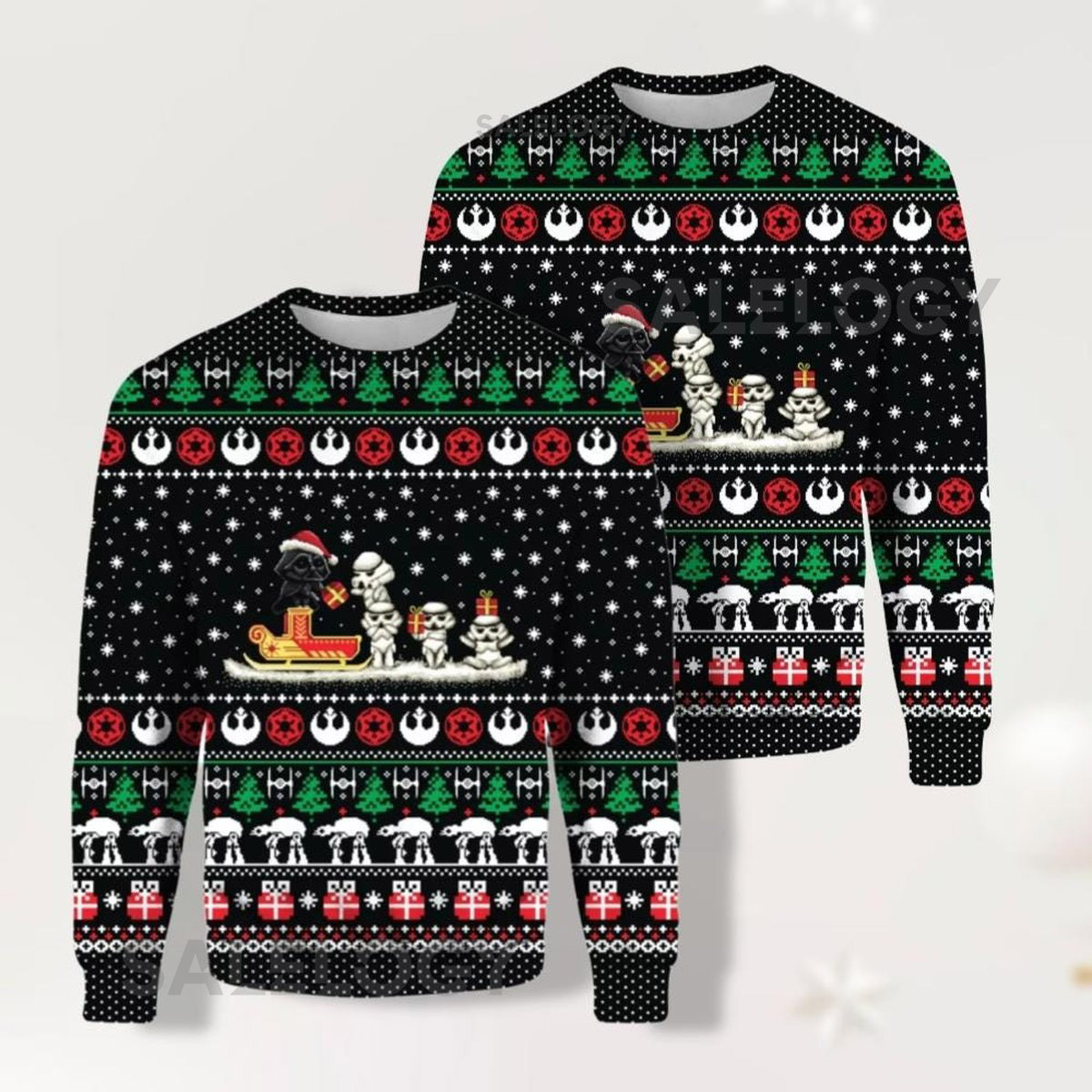 Darth Vader Stormtrooper Christmas Sweater Disney Star Wars Ugly Sweater Long Sleeve Sweater Funny Christmas Shirt Sweater