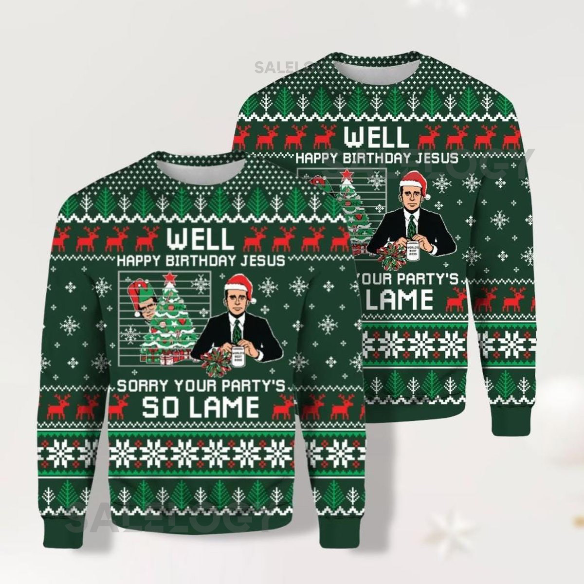 The Office Movie Ugly Christmas Sweater Michael Scott Xmas Sweater Happy Birthday Jesus Shirt Sorry So Lame Movie Sweater Shirt