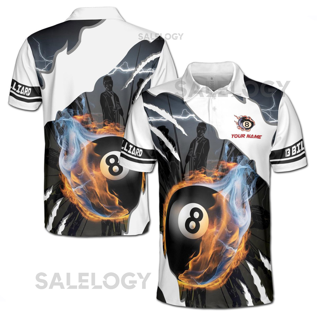 Customized Team Name Billiards 8 Balls Men's Polo Shirt S-5XL_469