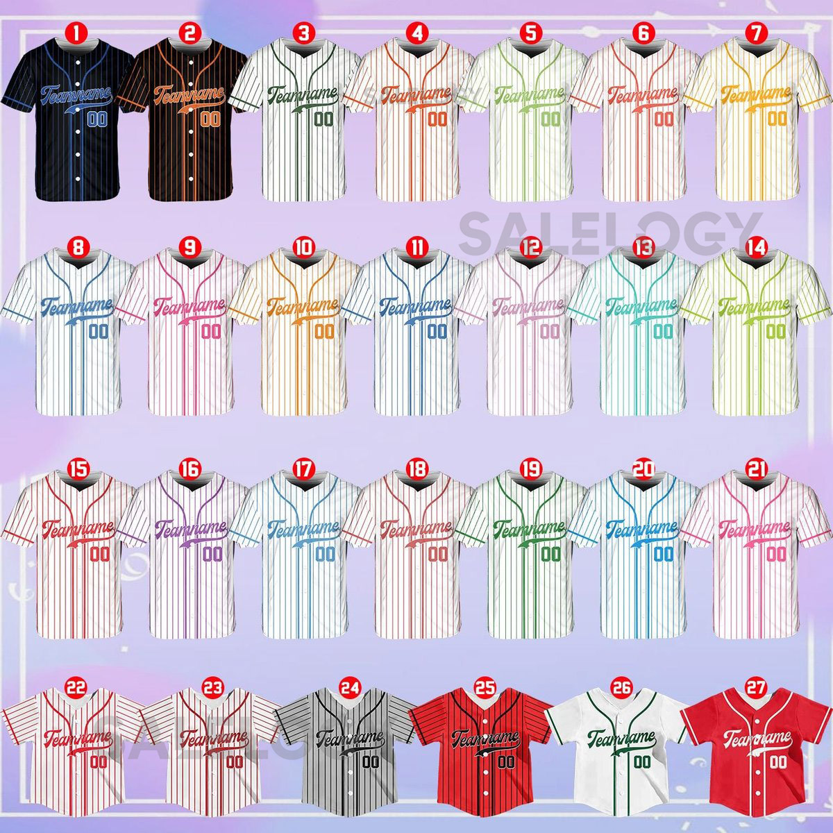 Personalized Team Name And Number Pinstripe Baseball Jersey Custom Stripe Line Color Baseball Jersey Baseball Jersey Uniform Baseball Fans_633