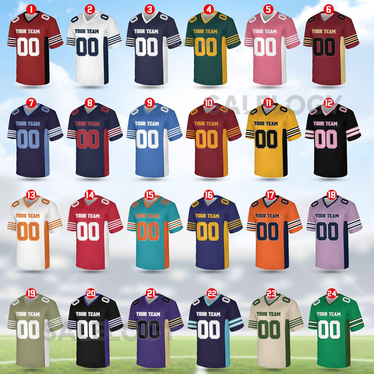Personalized Football Team Custom Team Name And Number Football Jersey V-neck Short Sleeve Jersey Shirt Football Jerseys_6
