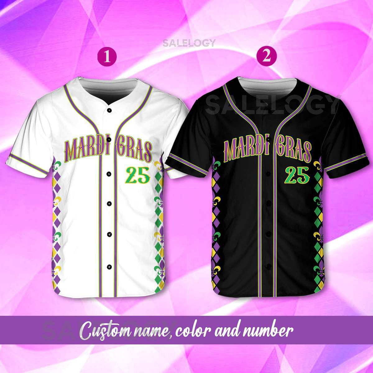Personalized Mardi Gras Baseball Jersey Custom Name And Number Baseball Jersey Mardi Gras Carnival Jersey Gift For Family Matching_213