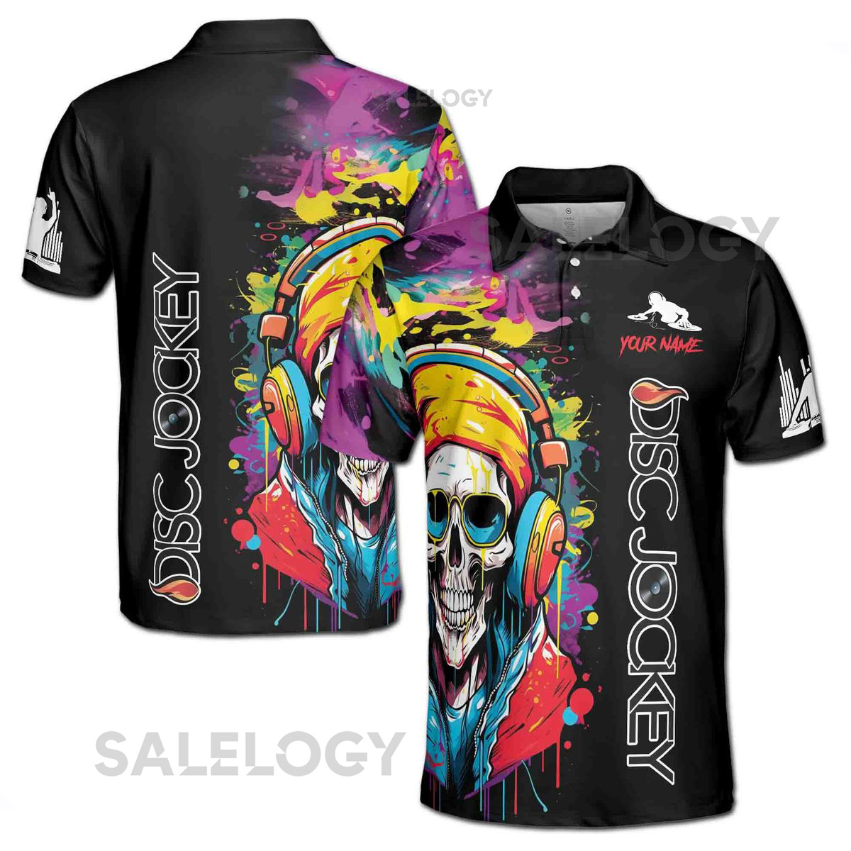 Customized Skull DJ Disc Jockey Play Music Men's Polo S-5XL_466