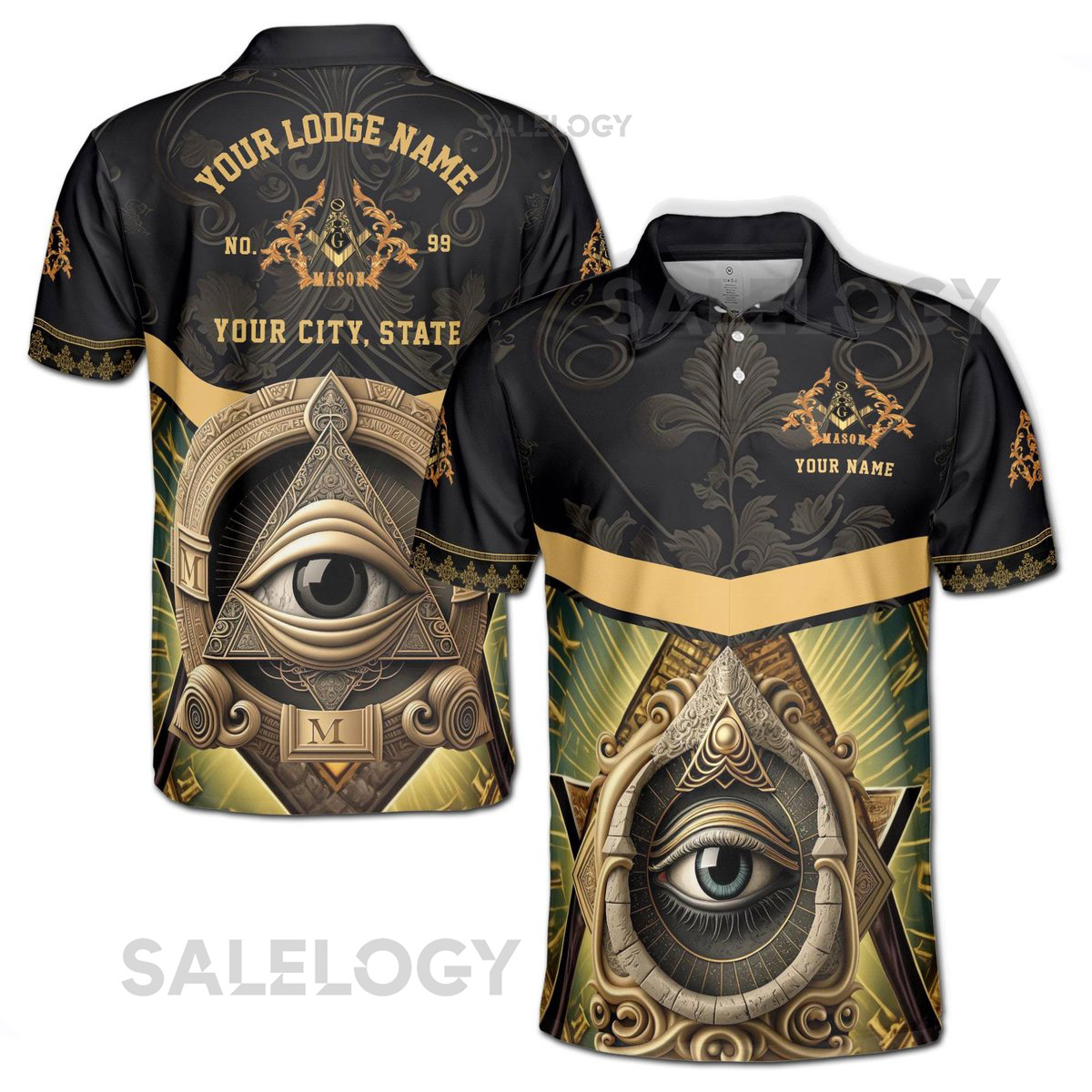 Customized Master Mason Freemasonry All Seeing Eye Men's Polo S-5XL_425