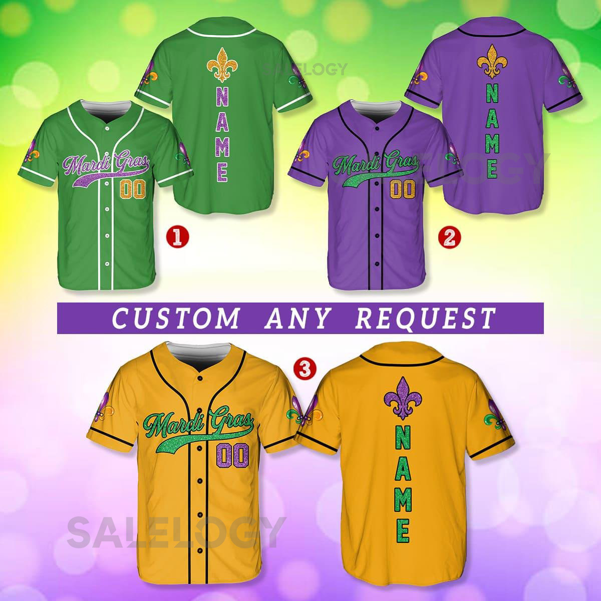 Personalized Mardi Gras Baseball Jersey Custom Name And Number Baseball Jersey Mardi Gras Carnival Jersey Gift For Family Matching_215