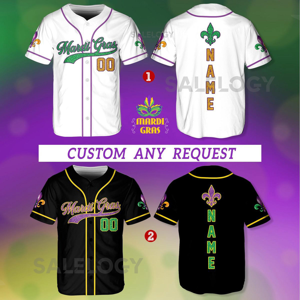 Personalized Mardi Gras Baseball Jersey Custom Name And Number Baseball Jersey Mardi Gras Carnival Jersey Gift For Family Matching_216