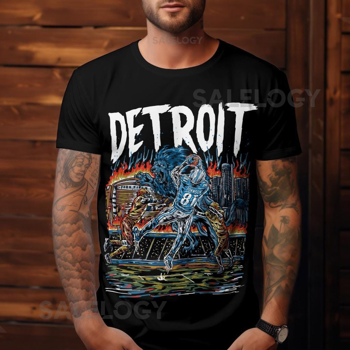 Detroit Football Shirt Megatron Vintage Lions Tee_140