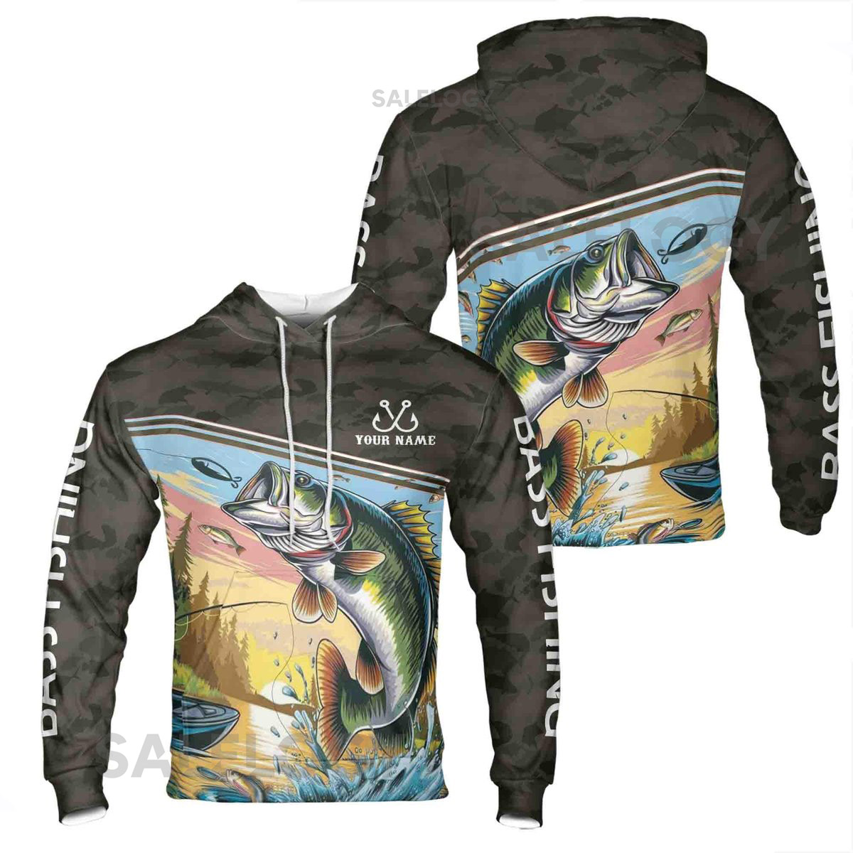 Custom Name Novelty Hoodie Bass Fishing Pullover Sweatshirt Hoodie S-5XL_50