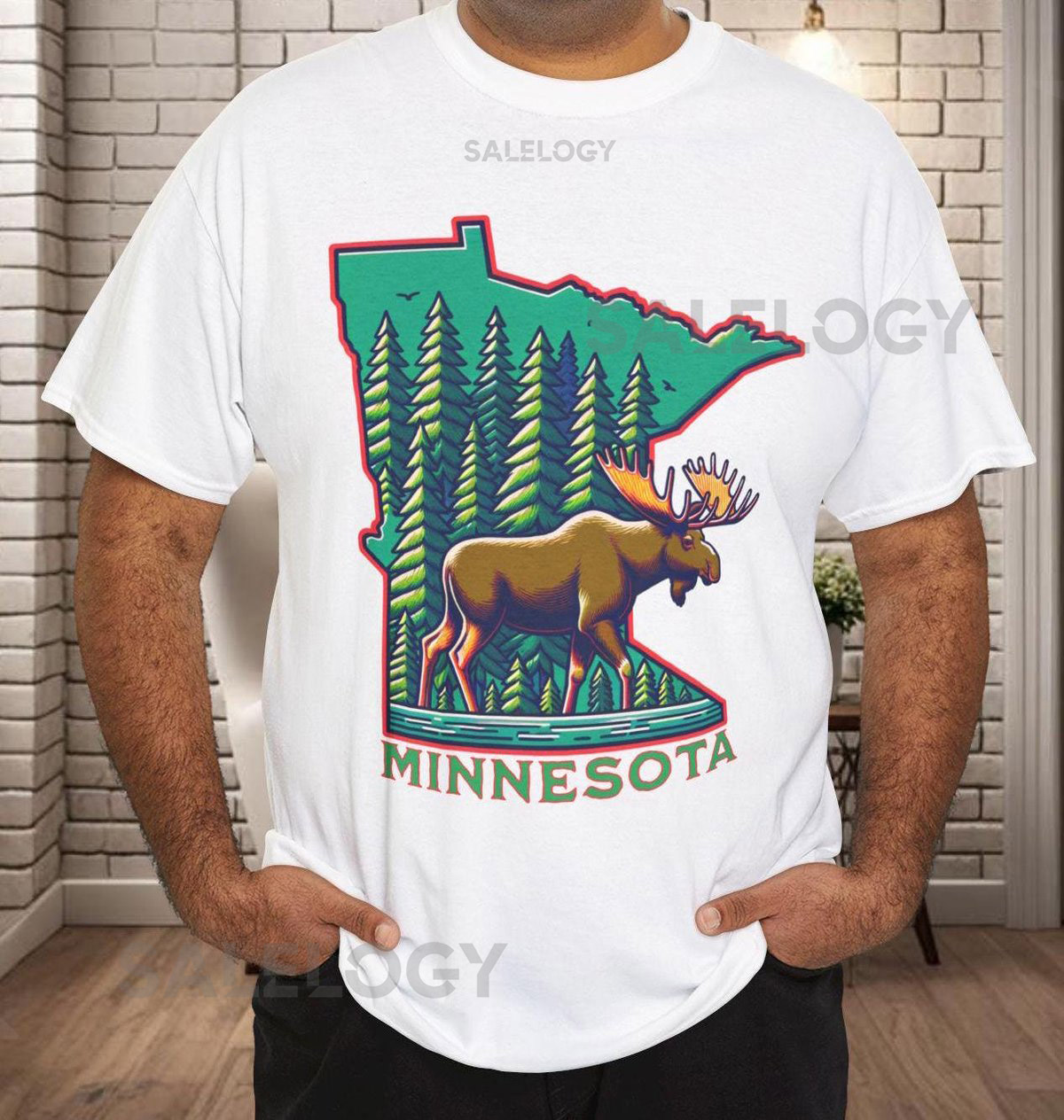 Minnesota Moose T-Shirt Wildlife Tee Nature Lover Gift Forest Animal Shirt Outdoor Adventure Clothing Unisex Cotton Top_620