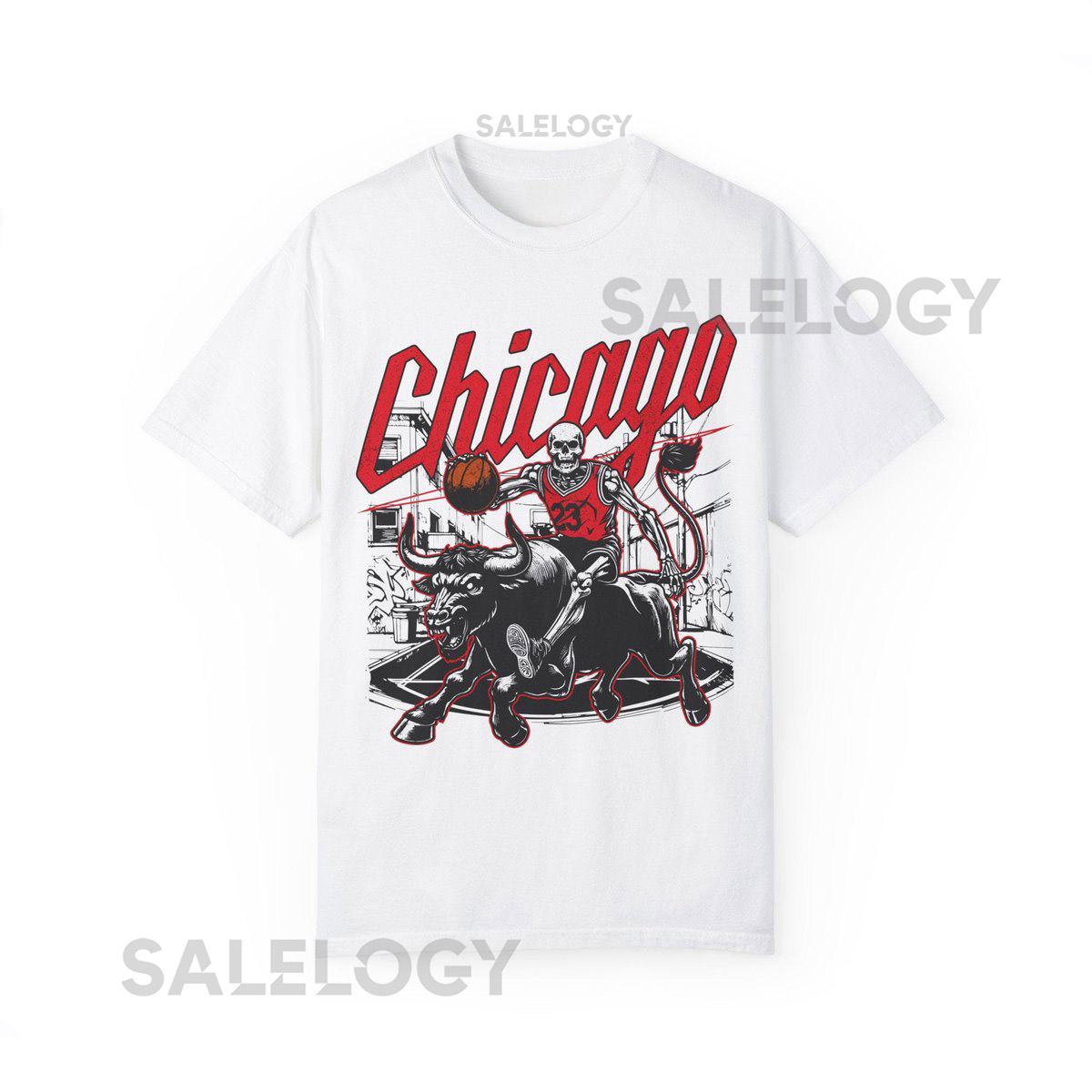 Comfort Colors Chicago Basketball Shirt - Graphic Tees - Skeleton Shirt - Merch Tee - Gift Shirt - Bootleg Shirt - Vintage_364