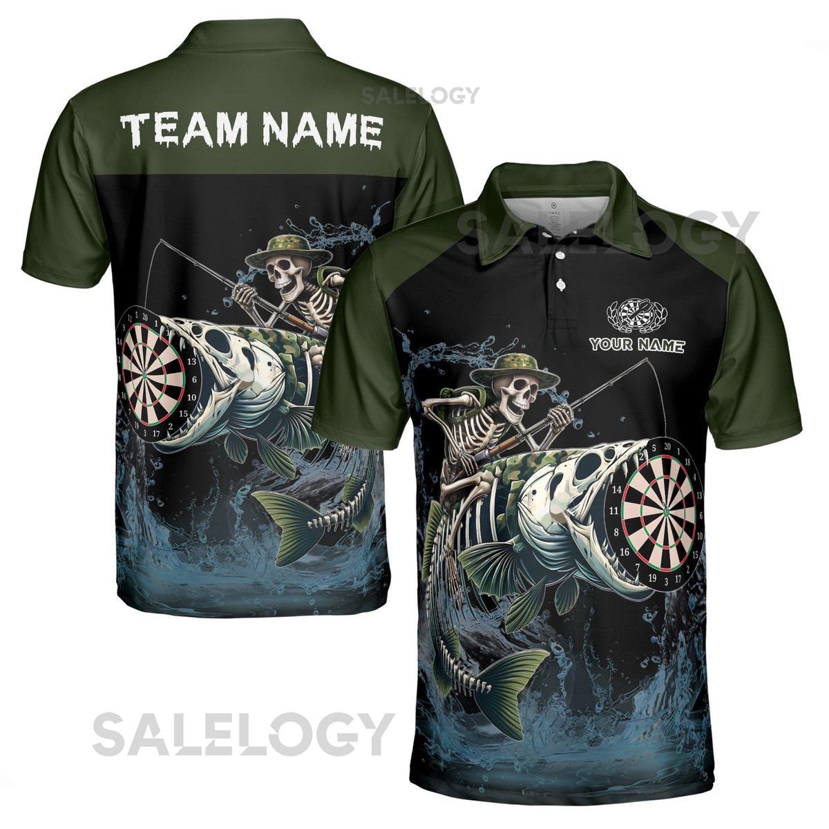 Customized Darts Polo Skeleton Fishing Catch Men's Polo Shirt S-5XL_409