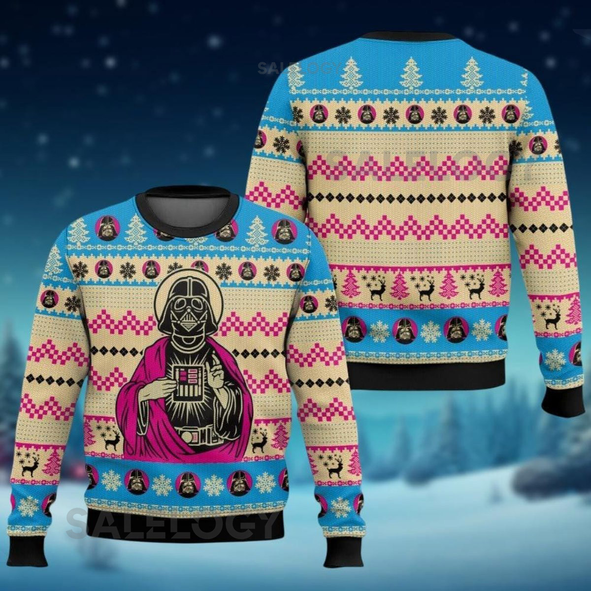 Santa Darth Vader Ugly Sweater Star Wars Christmas Sweater Reindeer Holiday Sweater Disney Xmas Party Funny Ugly Sweater Shirt