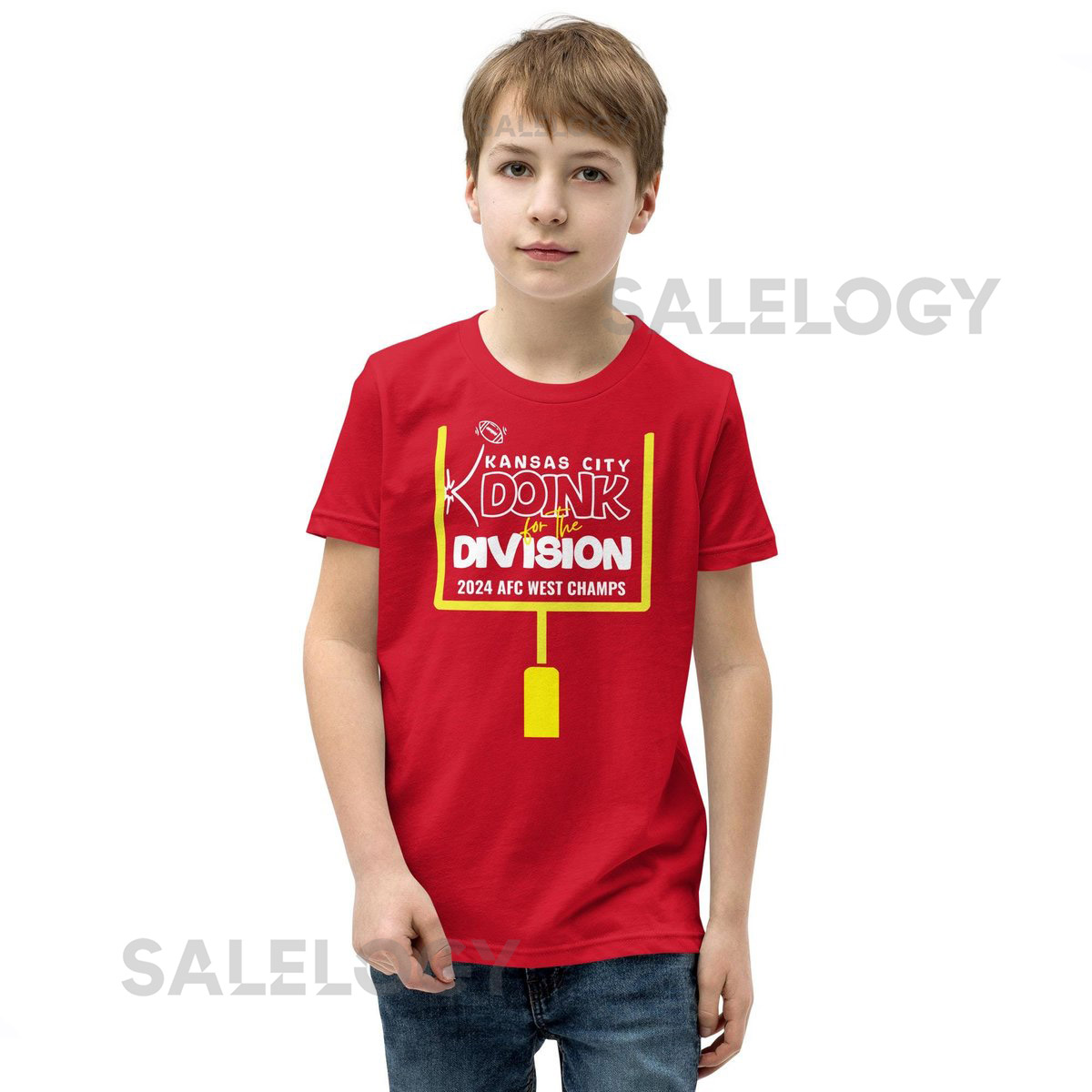 Doink for the Division Youth T-Shirt Kansas City Chiefs AFC Division Champions Tee Red Bella Canvas Kids Size Shirt KC Football_135