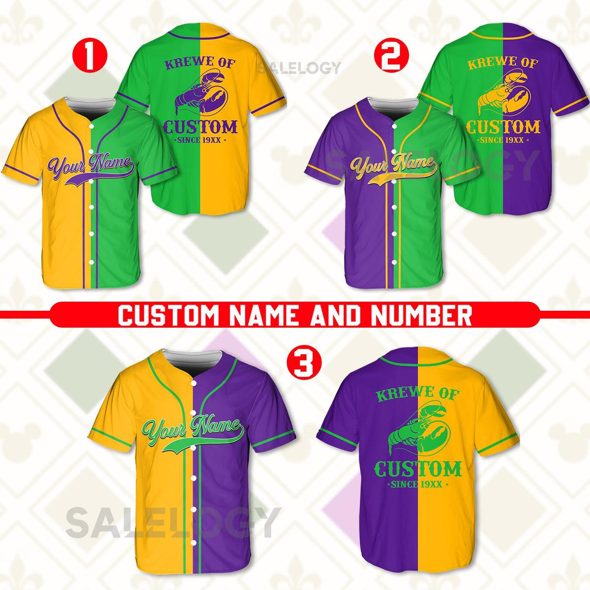 Personalized Mardi Gras Baseball Jersey Custom Mardi Gras Krewe Lobster Since 19xx Baseball Jersey Shirt Gift For Family Matching_196