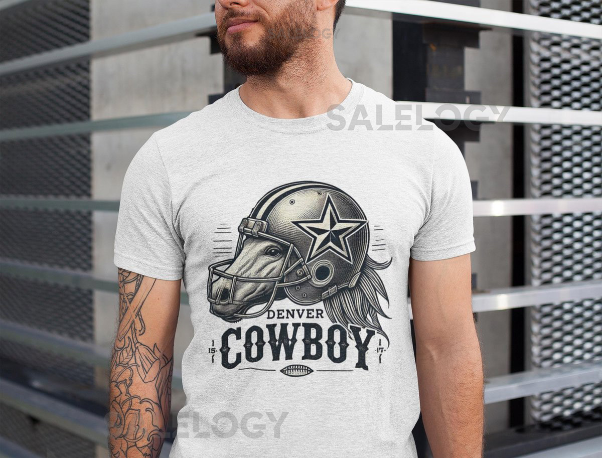 Sometimes I Feel Like a Denver Cowboy T-Shirt Vintage Horse Football Helmet Graphic Tee Unisex Garment-Dyed T-shirt_449