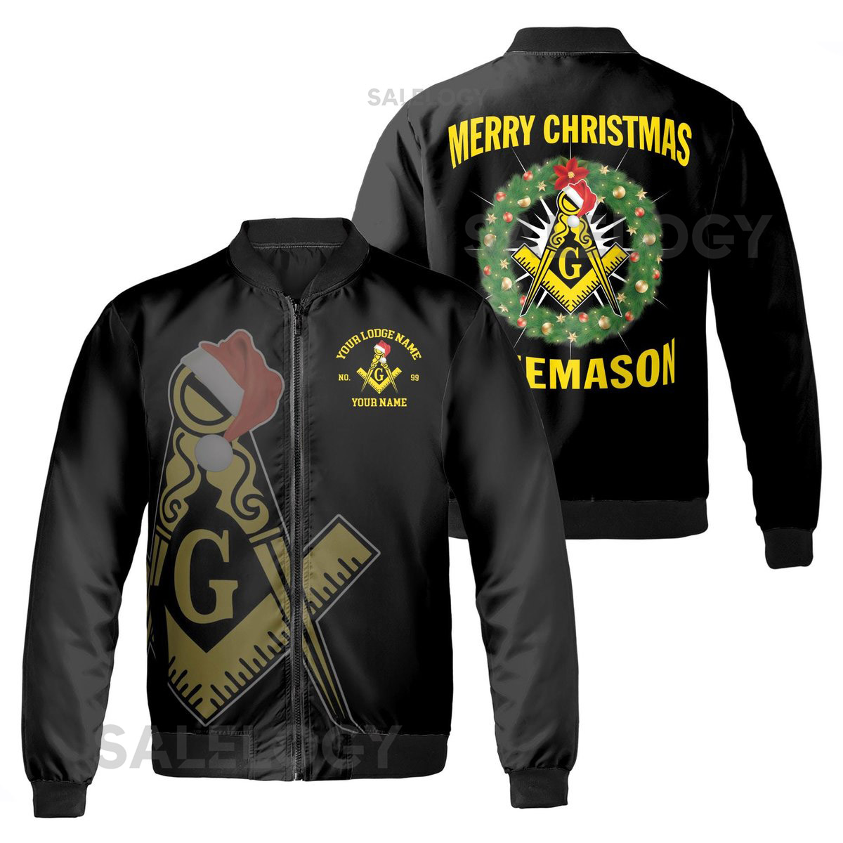 Personalized Merry Christmas Masonic Xmas Is Coming Freemasonry Bomber Jacket S-5XL_103