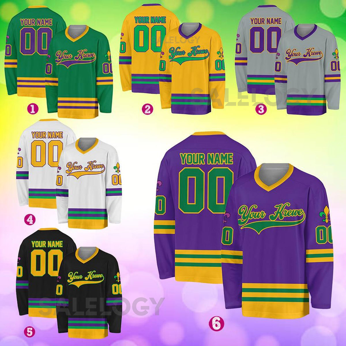 Personalized Mardi Gras Hockey Jersey Custom Your Krewe Name Number Hockey Jersey Hockey Jersey Uniform For Hockey Fans Mardi Gras Outfit_15