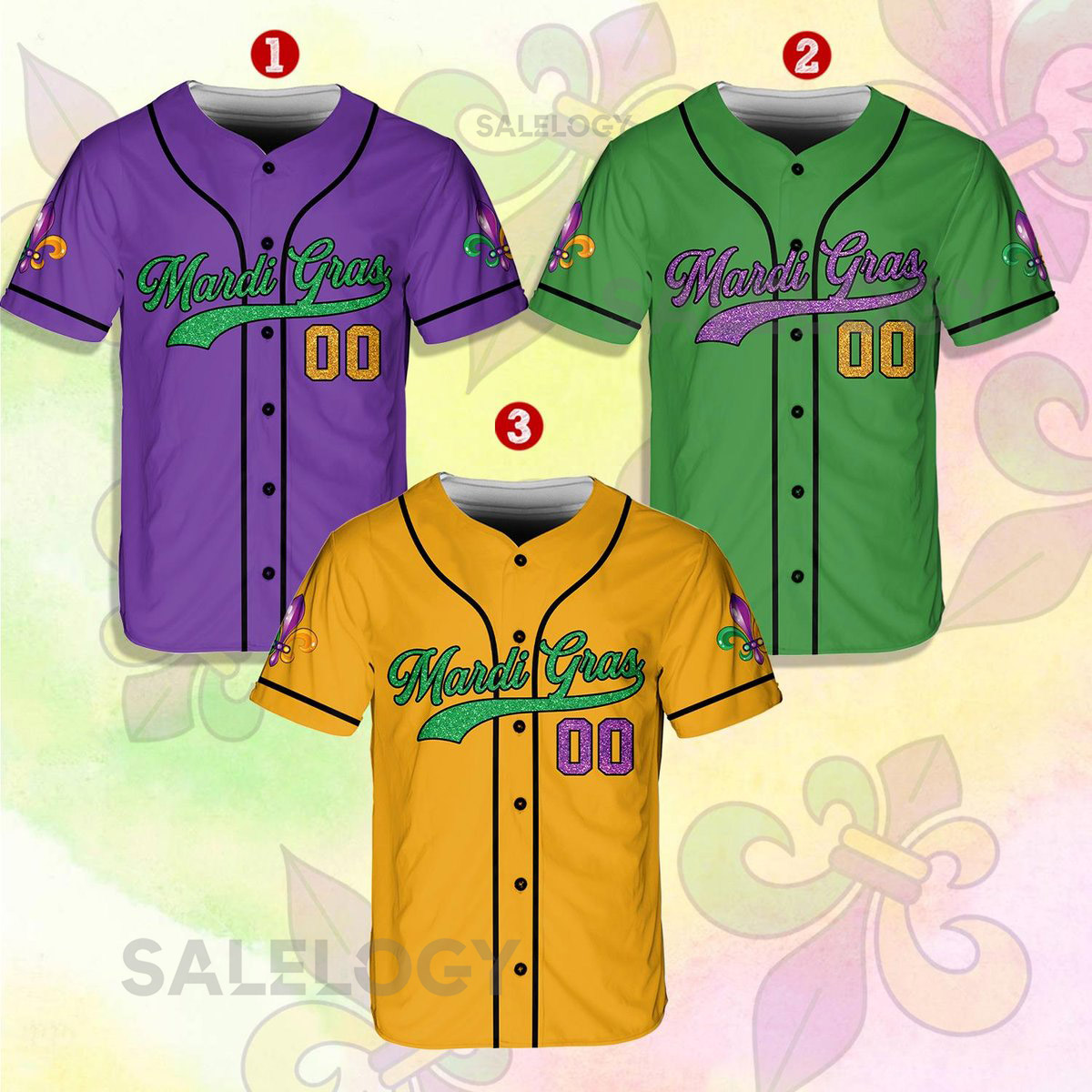 Personalized Mardi Gras Baseball Jersey Custom Name And Number Baseball Jersey Mardi Gras Carnival Jersey Gift For Family Matching_222