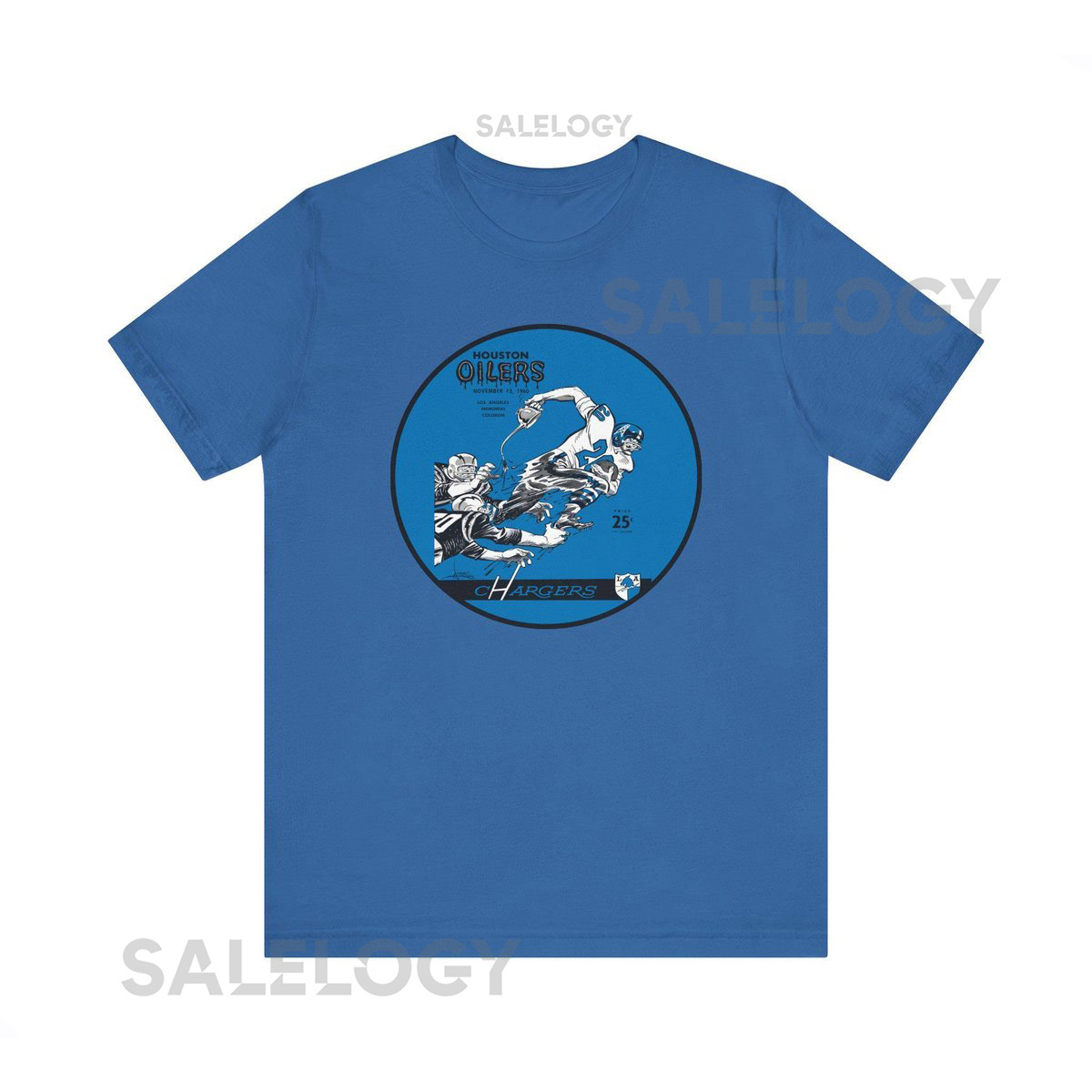 Vintage 1960 Football Los Angeles Chargers Houston Oilers Unisex Tee Shirt Retro Sports Fan Apparel Football Team History Gridiron Fan_777